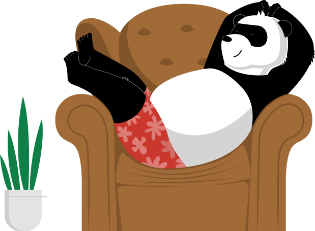 STOK Beer Panda mascot footer illustration