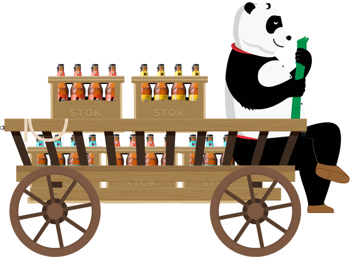 STOK Beer Panda mascot with cart