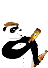 STOK Beer Panda mascot throwing wheat beer bottle